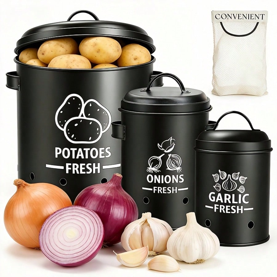 Kitchen Gadgets Organizer - Potato Onion Garlic Storage Bin Set