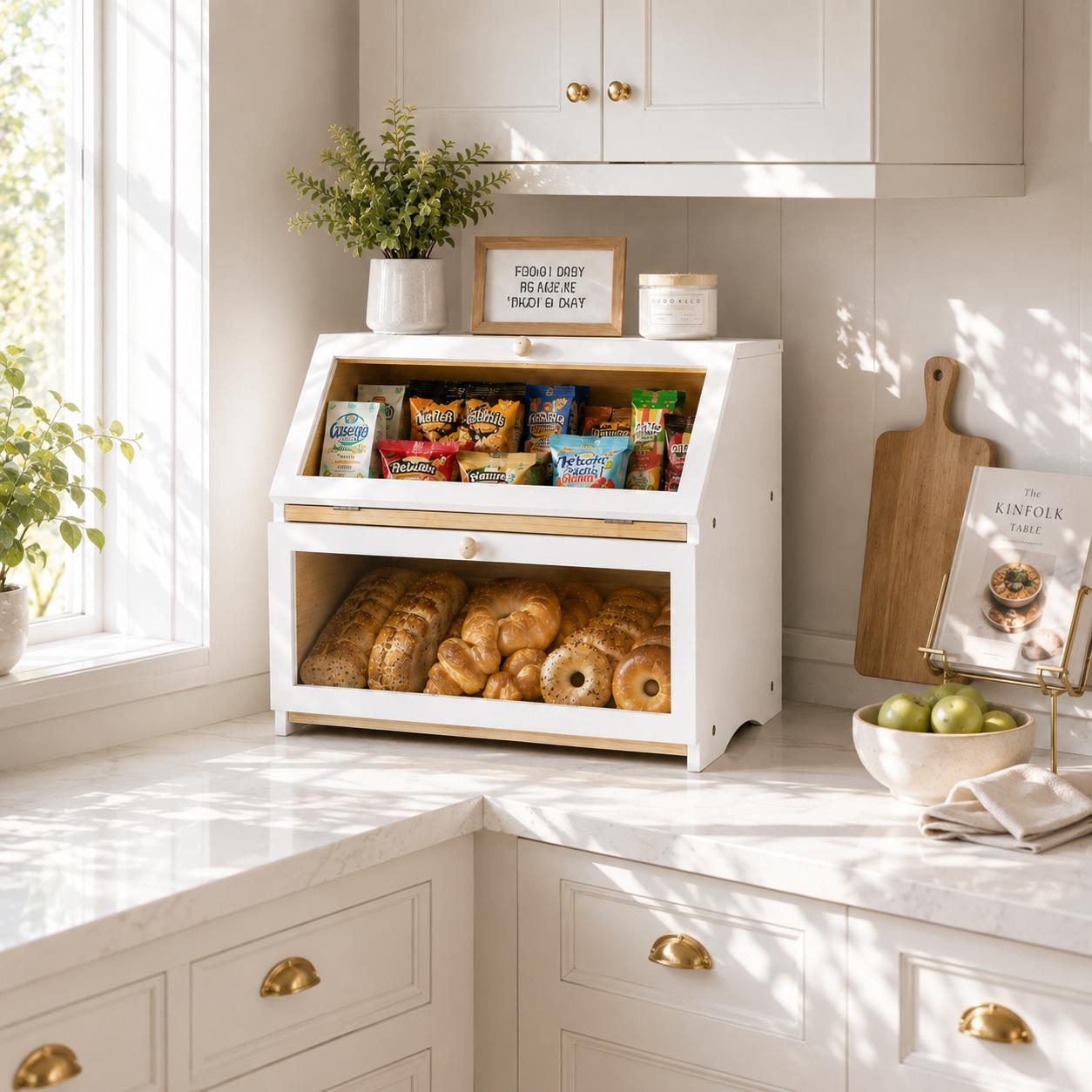 HOMEKOKO Double Layer Bread Bo - Kitchen Gadgets Organizer recension och pris