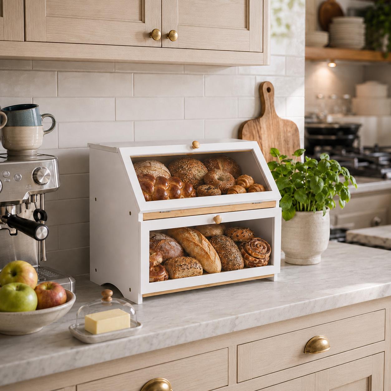 HOMEKOKO Double Layer Bread Bo - Kitchen Gadgets Organizer recension och pris