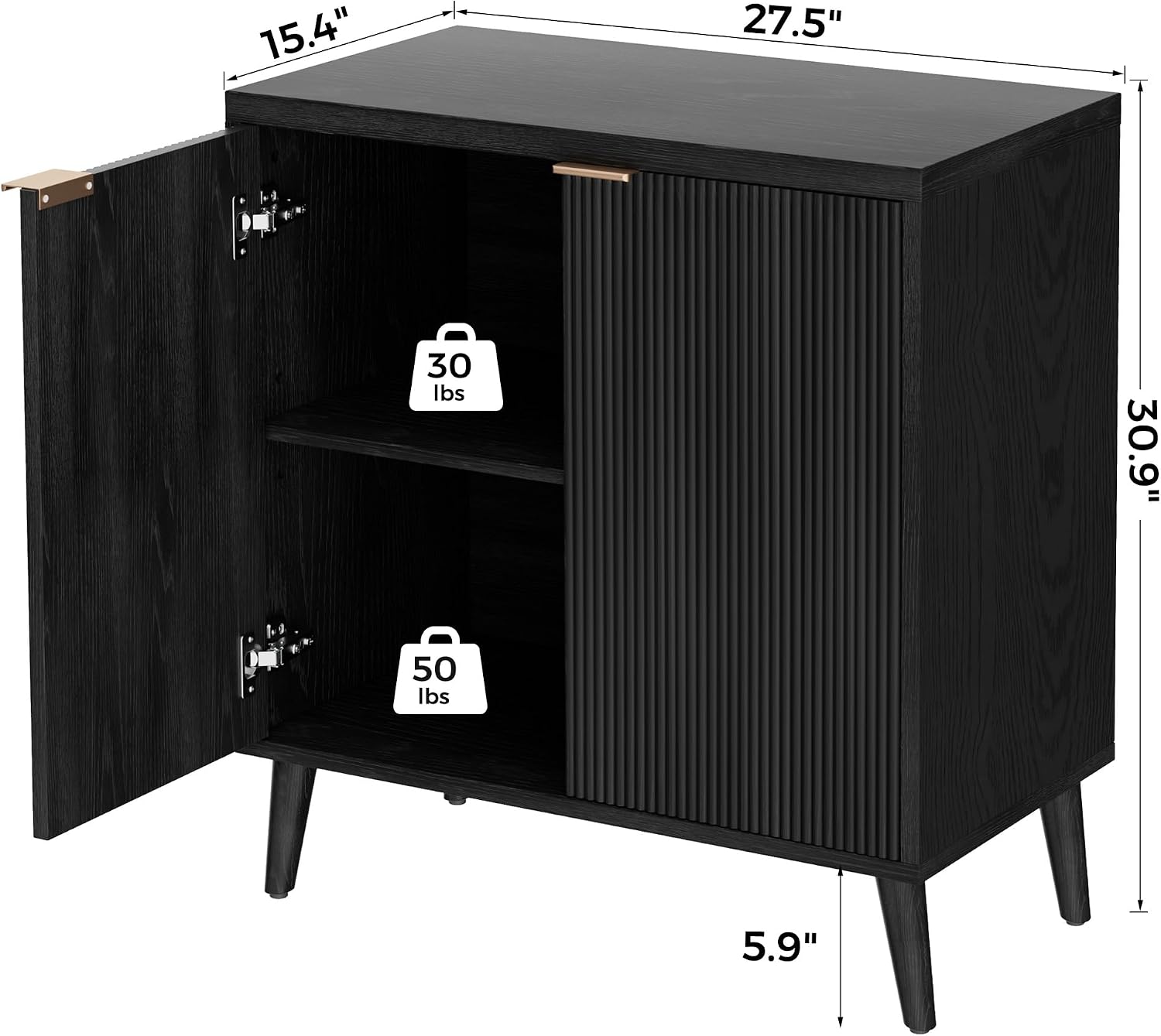 Fluted Buffet Cabinet With Sto - Kitchen Gadgets Organizer recension och pris